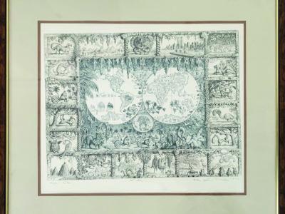 Peter Kľúčik, MAPA SVETA (1992), Rám 65x55 cm, Tlač 50x38 cm, cena: 630 EUR
