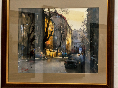 László Pomothy, Bratislava - Klemensova, Akvarel v ráme, cca 50x40 cm, 480,- EUR
