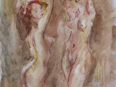 Nudes 02, watercolor, pencil on paper, 21x28 cm, 150 EUR