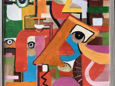Untitled, maľba na kartóne, rámované, 53x48 cm, cena 490 EUR