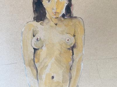 Nude 01, watercolor, pencil on paper, 15x17 cm, 120 EUR