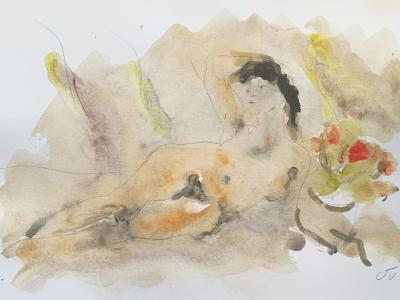 Nude 05, watercolor, pencil on paper, 20x14 cm, 120 EUR