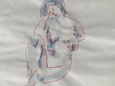 Nude 03, watercolor, pencil on paper, 16x21 cm, 80 EUR