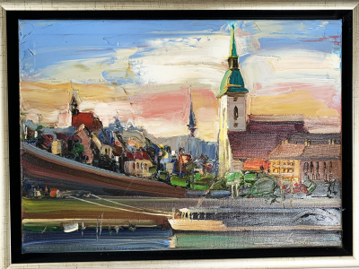 Mykola Bodnar, Bratislava Nábrežie, olej na plátne, 48x35 cm, 380 EUR 