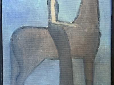 Jana Pivovarníková, Jazdkyňa, olej, 22x37 cm, 190 EUR