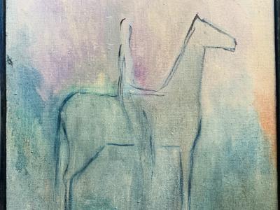 Jana Pivovarníková, Jazdkyňa, olej, 43x46 cm, 470 EUR