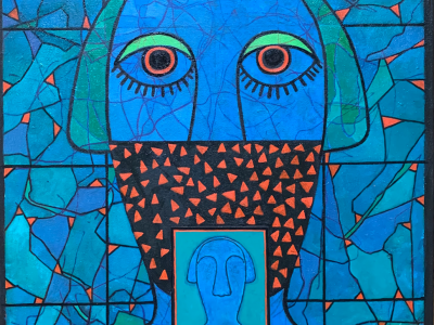 Jaro Jelenek, Portrét v modrom, maľba na plátne, 40x50 cm, 260 EUR
