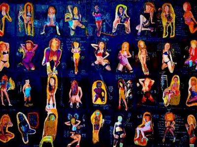 Roman Lazar, ALL WOMEN ARE BEAUTIFUL (2015,210x150) Akryl, olejový pastel a koláž na plátne, 2.100 €